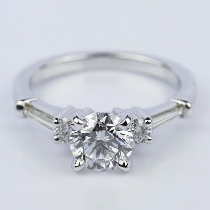 5 Stone Round And Baguette Diamond Accent Ring - small