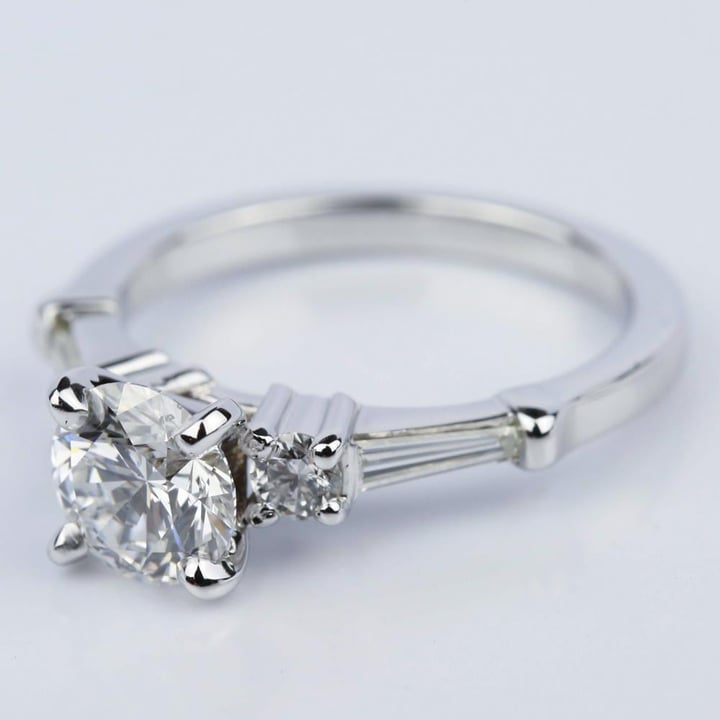 5 Stone Round And Baguette Diamond Accent Ring - small angle 2