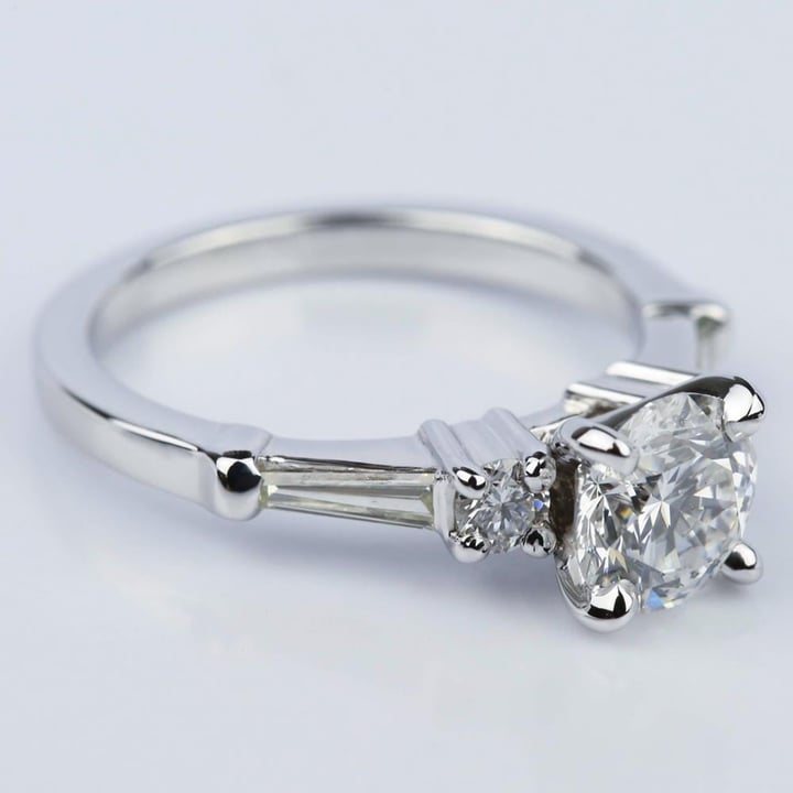 5 Stone Round And Baguette Diamond Accent Ring - small angle 3