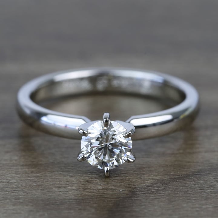 0.51 Carat Flawless Round Diamond Ring In Platinum - small