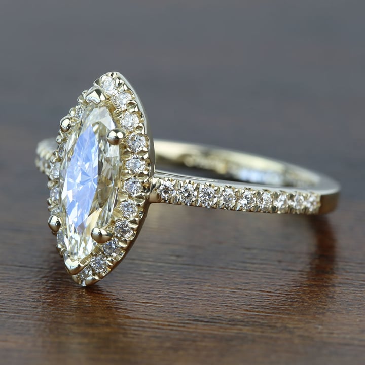 Floating Marquise Diamond With Halo Engagement Ring  - small angle 2