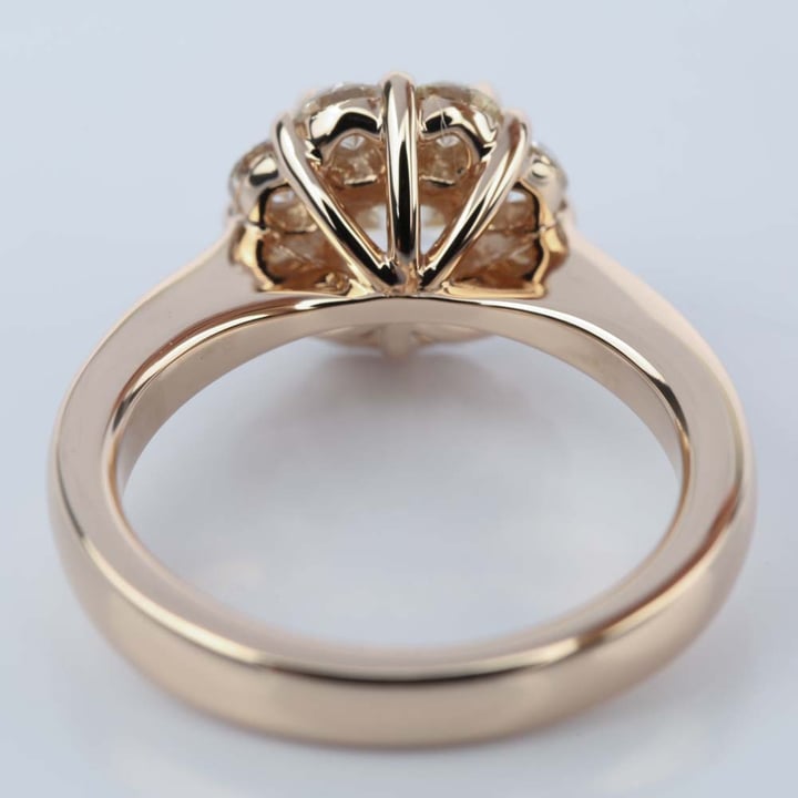 Rose Gold Floral Diamond Halo Engagement Ring - small angle 4