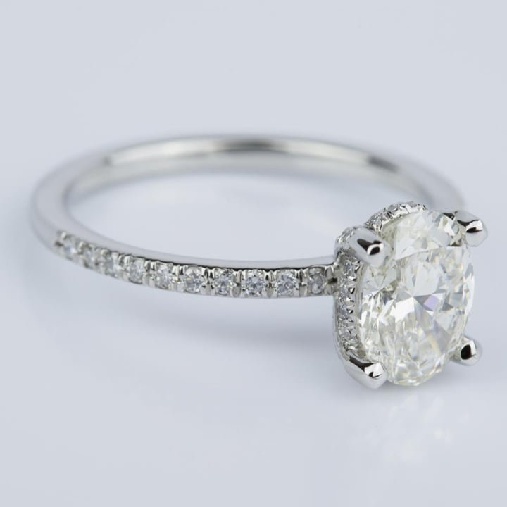 French Cut Oval Diamond Basket Engagement Ring - small angle 3