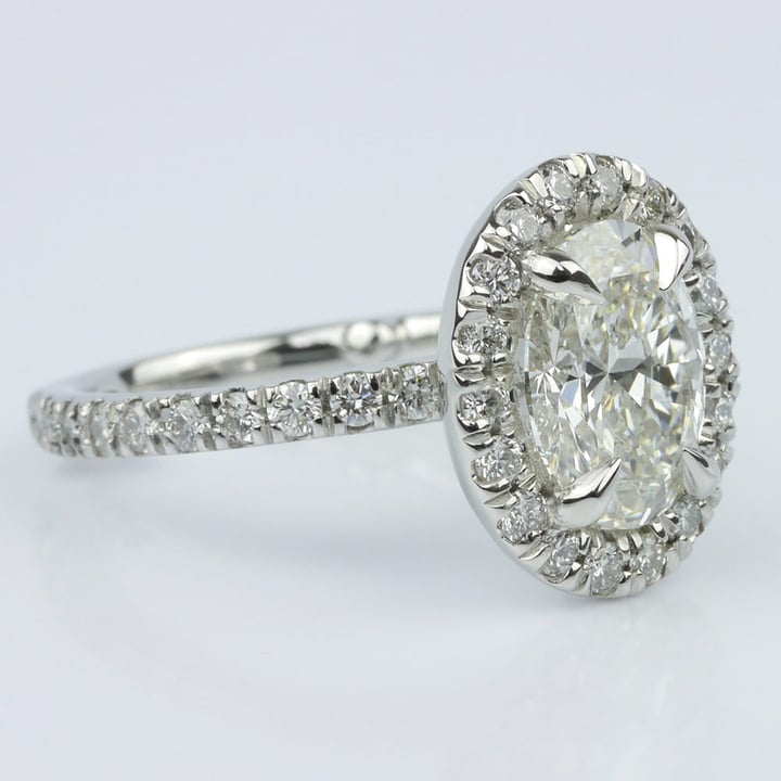 French Cut Pave Halo Ring with Claw Prongs (1.70 ct.) angle 3
