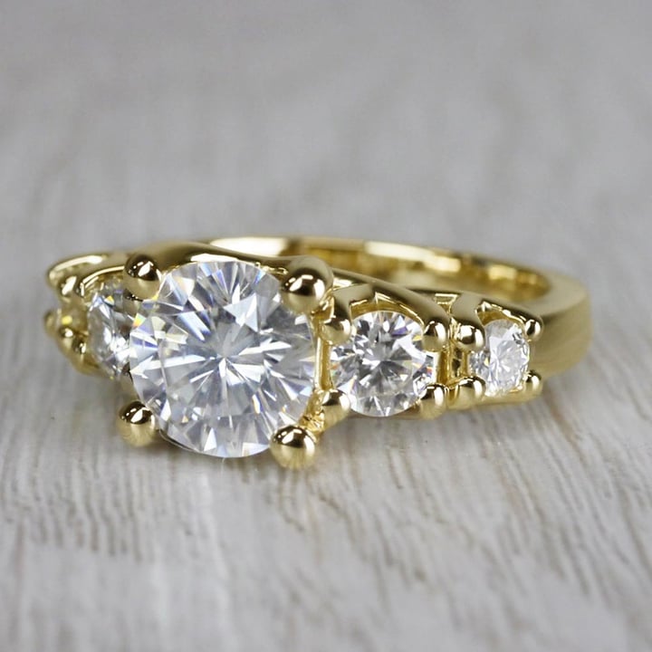 Five Stone Round Moissanite Engagement Ring - small angle 2