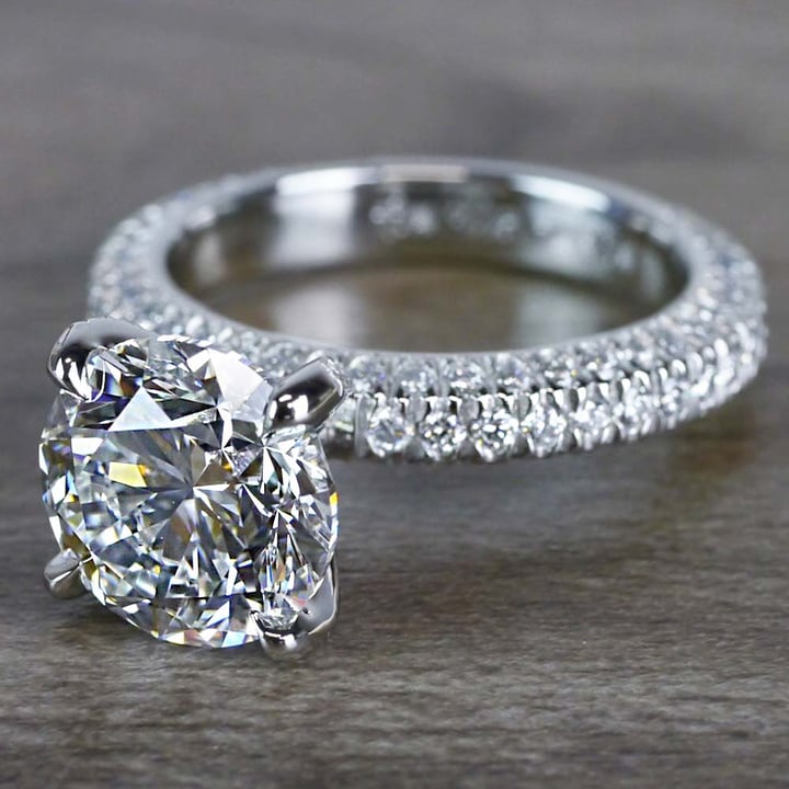 Gleaming 3 Carat Diamond Engagement Ring - Pave Setting - small angle 2
