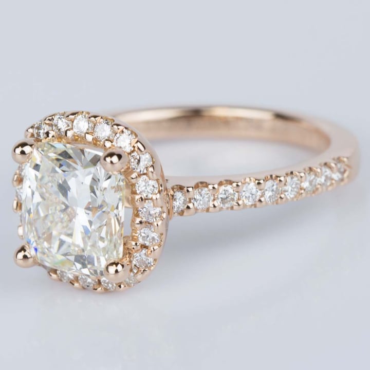 2 Carat Rose Gold Ring With Cushion Cut Diamond - small angle 2