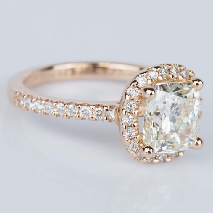 2 Carat Rose Gold Ring With Cushion Cut Diamond - small angle 3