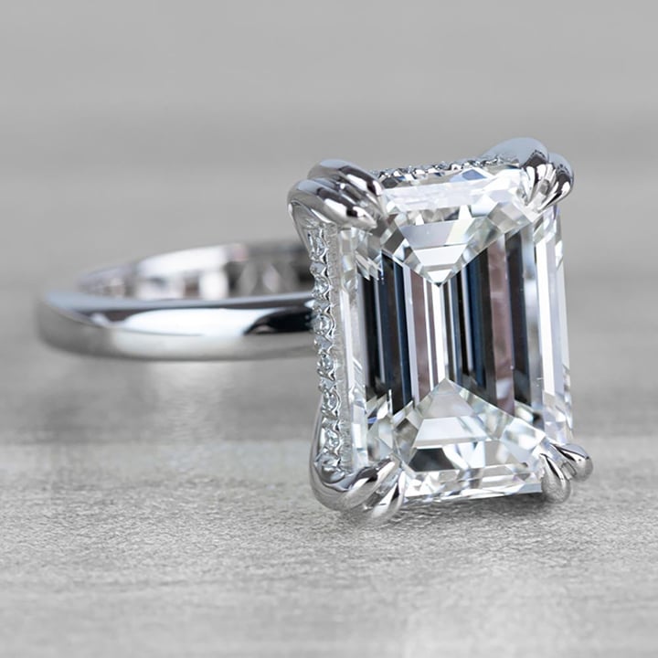 Hidden Halo 5 Carat Emerald Cut Diamond Ring in Platinum