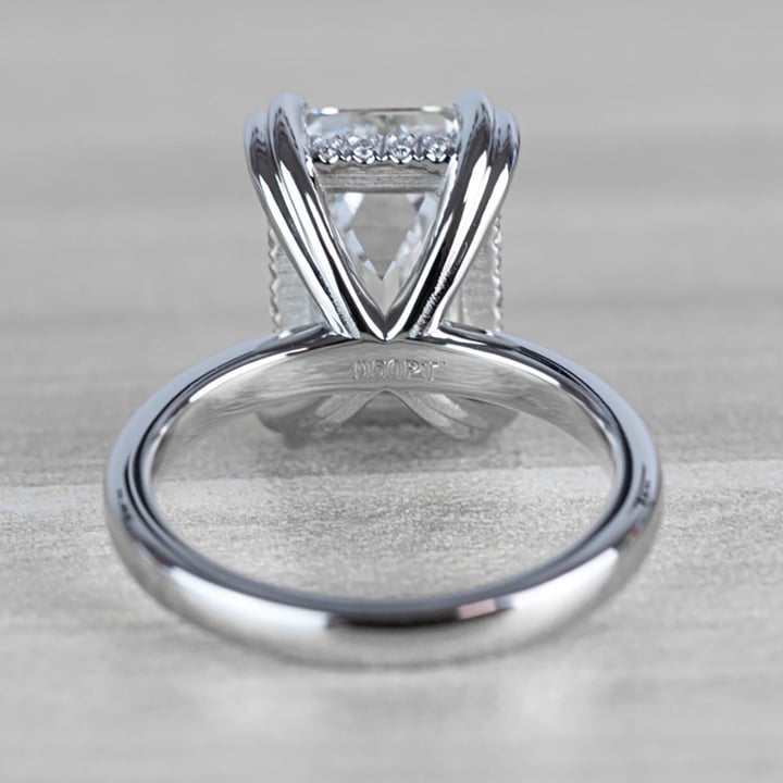Hidden Halo 5 Carat Emerald Cut Diamond Ring in Platinum angle 4