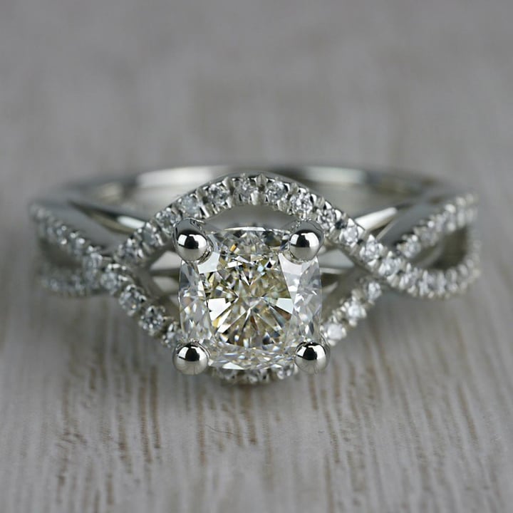 Infinity Split Shank Diamond Engagement Ring (Cushion Cut) - small