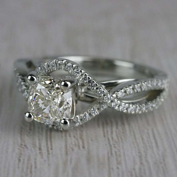 Infinity Split Shank Diamond Engagement Ring (Cushion Cut) - small angle 2
