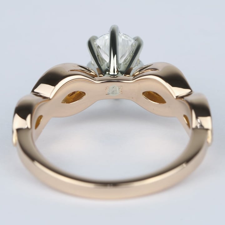 Pear Shaped Engagement Ring With Twisted Band In Rose Gold - small angle 4