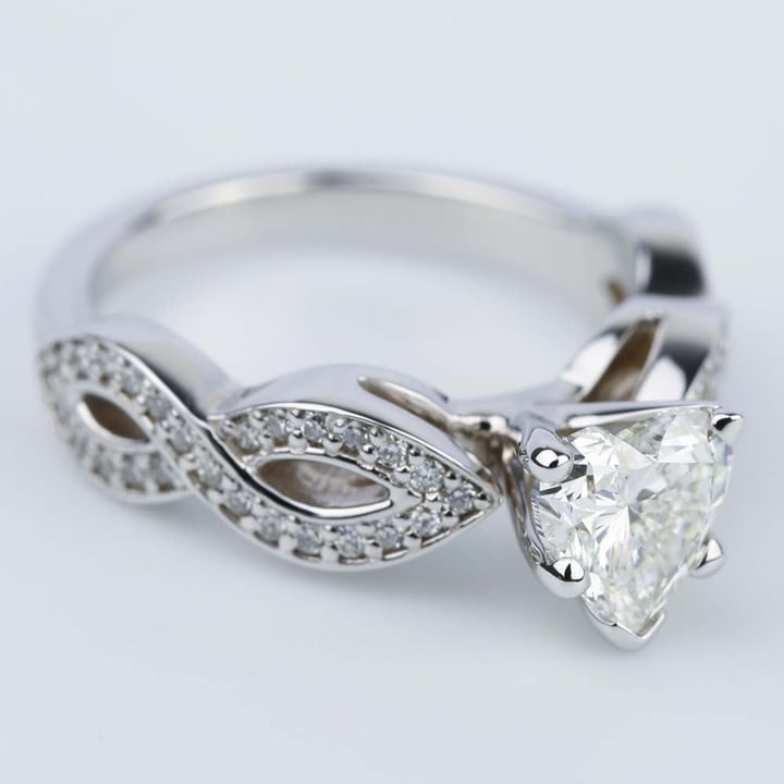 Heart Shaped Infinity Twist Engagement Ring - small angle 3