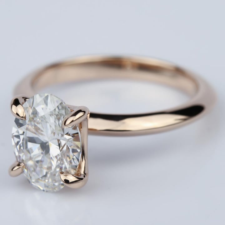 Knife Edge Engagement Ring With Oval Cut Diamond