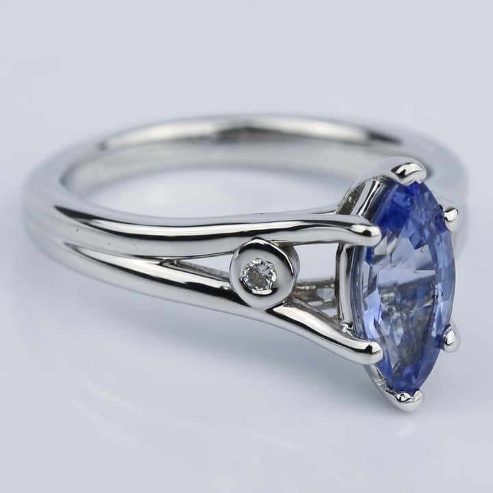 Marquise Sapphire Engagement Ring with Diamond Accents - small angle 3