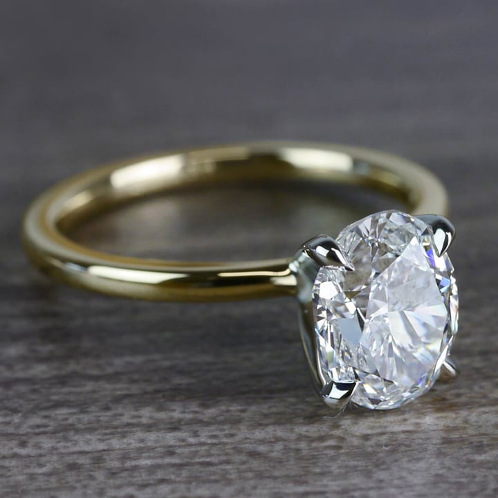 Two Tone Oval Engagement Ring (2.01 Carat) - small angle 3