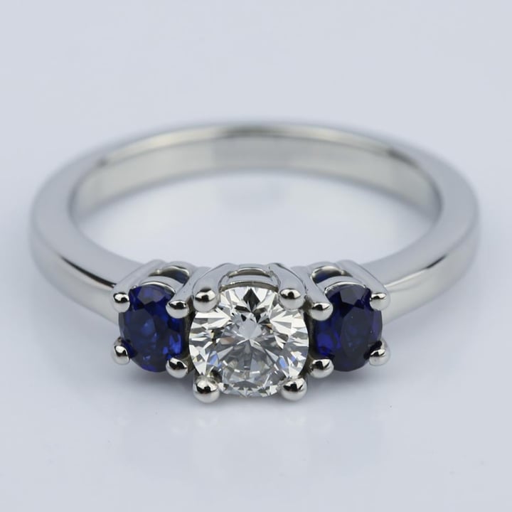 Oval Sapphire Gemstone Engagement Ring in Palladium (0.50 ct.) - small