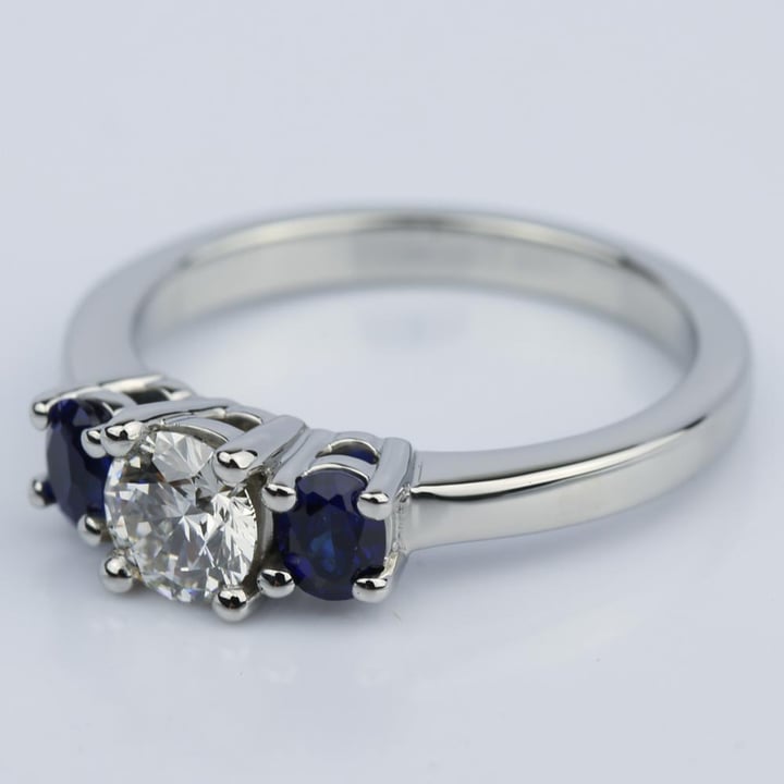 Oval Sapphire Gemstone Engagement Ring in Palladium (0.50 ct.) - small angle 2