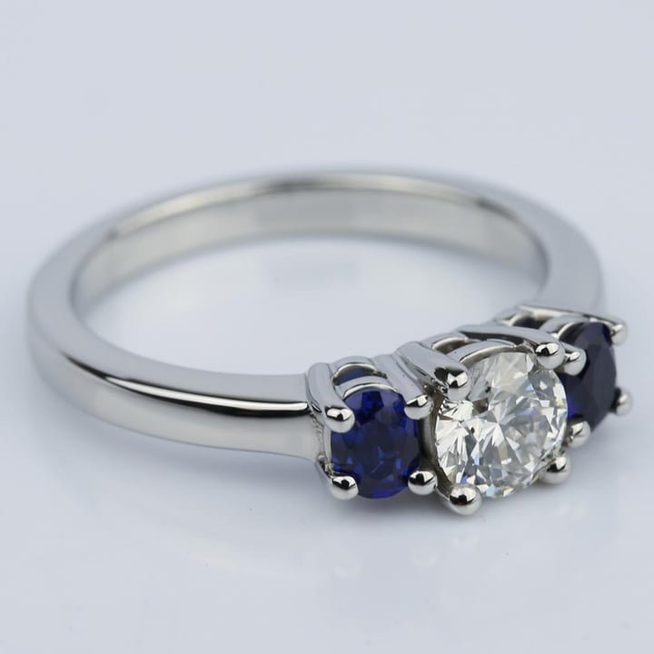 Oval Sapphire Gemstone Engagement Ring in Palladium (0.50 ct.) angle 3
