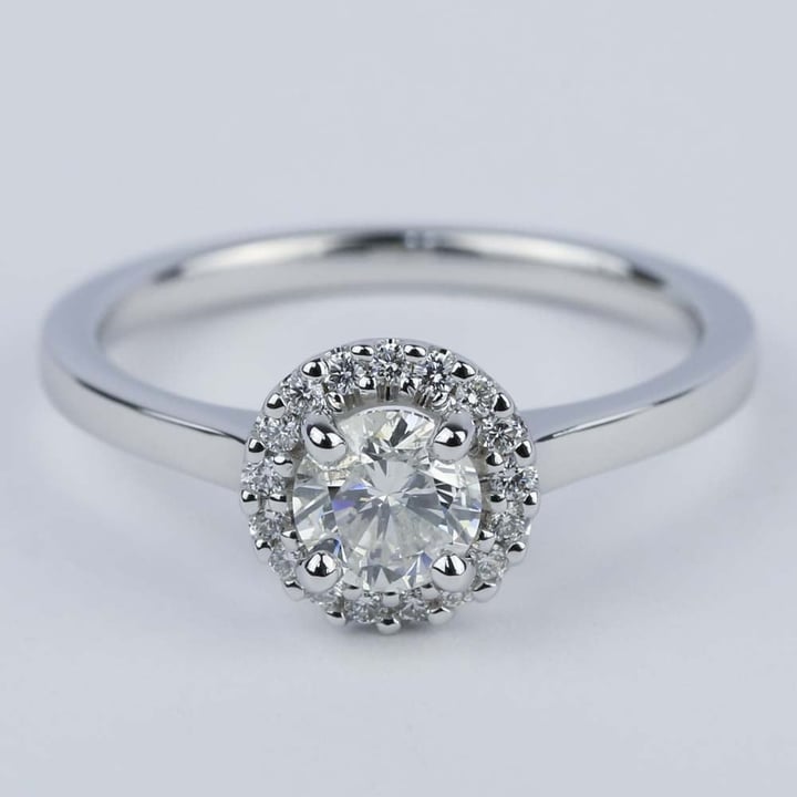 14K White Gold Round Halo Diamond Engagement Ring - small