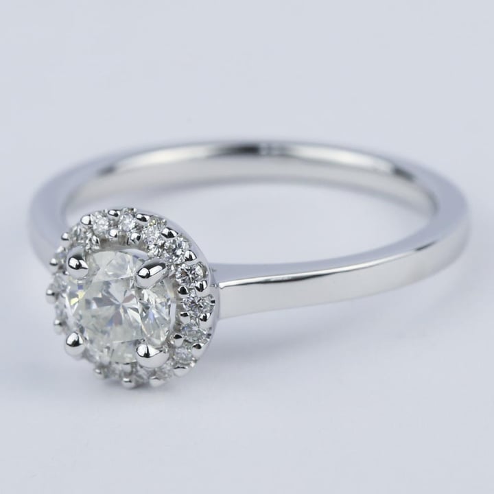 14K White Gold Round Halo Diamond Engagement Ring - small angle 2