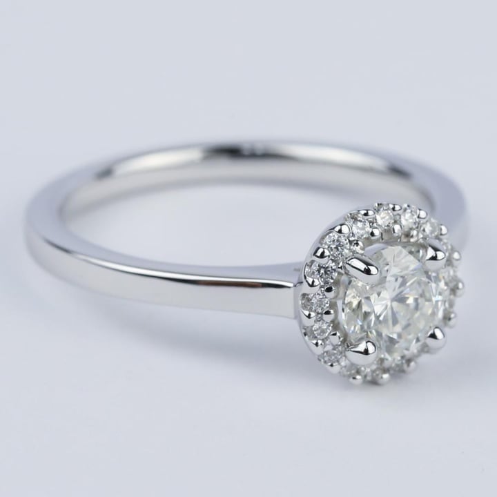 14K White Gold Round Halo Diamond Engagement Ring - small angle 3