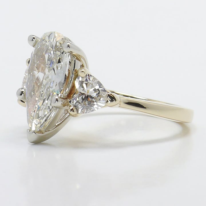 Gold 2.35 Carat Pear Shaped Engagement Ring With Heart Accents - small angle 2