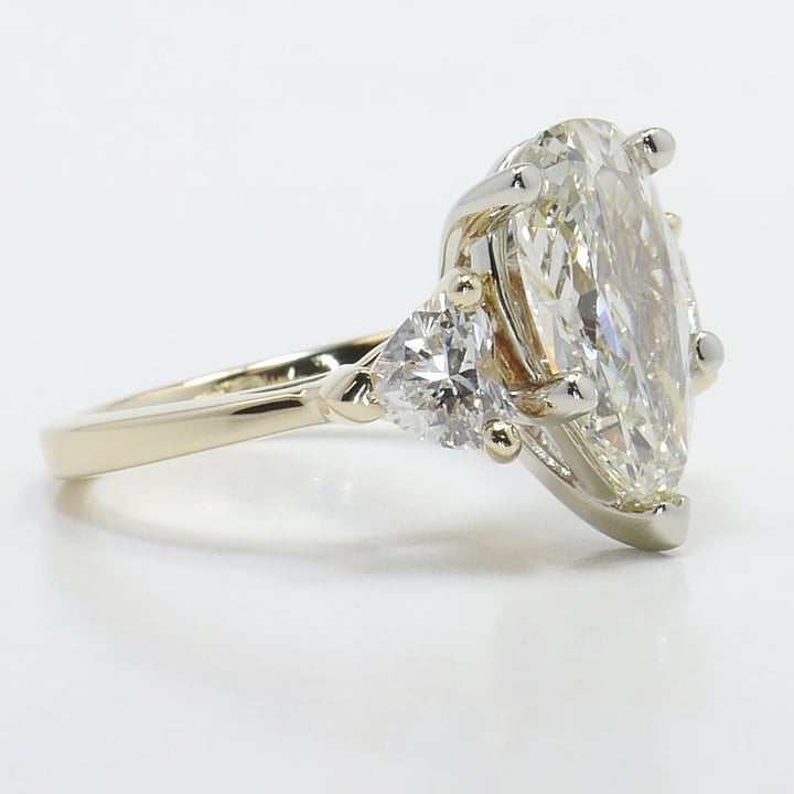 Gold 2.35 Carat Pear Shaped Engagement Ring With Heart Accents - small angle 3