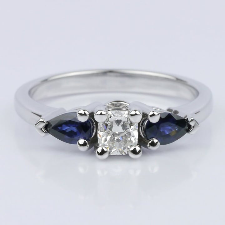 Pear Sapphire Gemstone Engagement Ring 