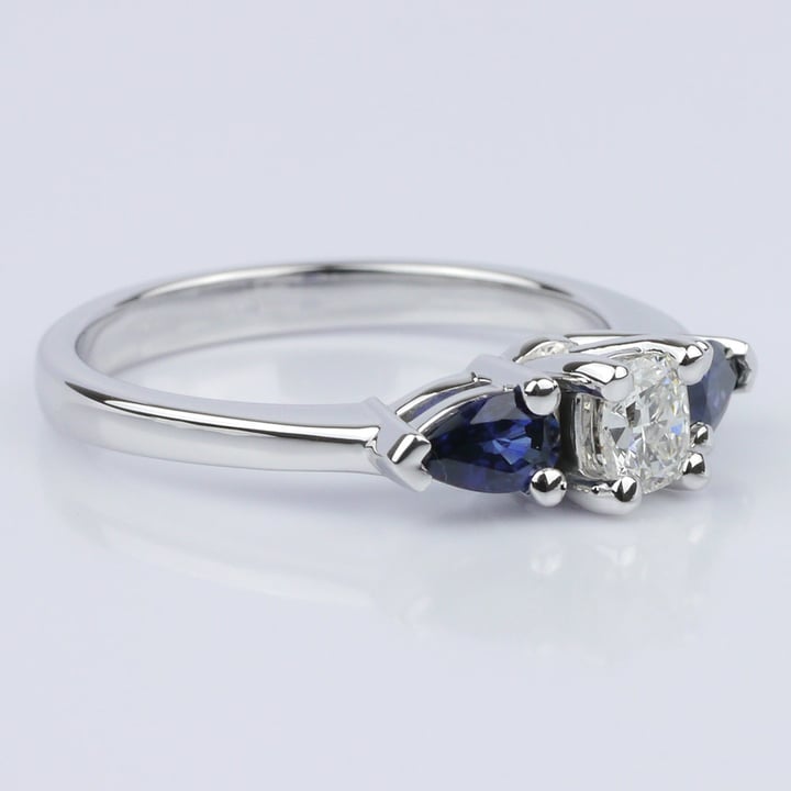 Pear Sapphire Gemstone Engagement Ring  - small angle 3