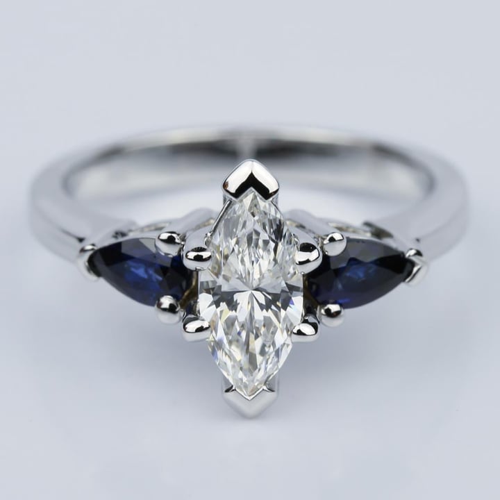 Marquise Diamond And Pear Sapphire Engagement Ring - small