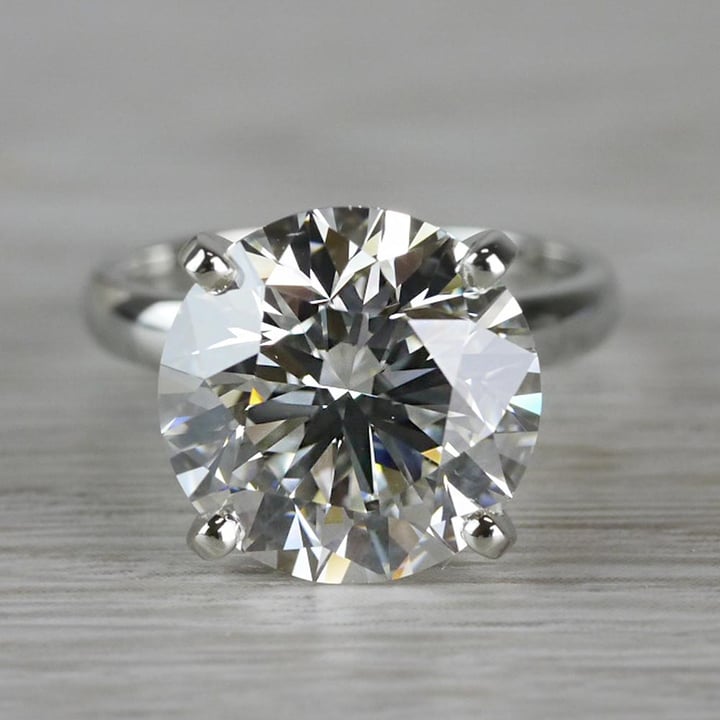 Breathtaking 5 Carat Solitaire Diamond Ring In White Gold