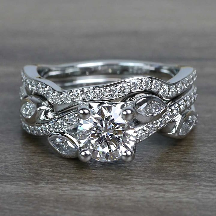 Twisted Vine Engagement Ring With Wedding Band