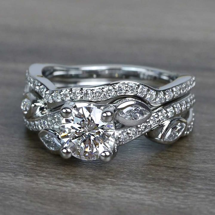 Twisted Vine Engagement Ring With Wedding Band - small angle 2