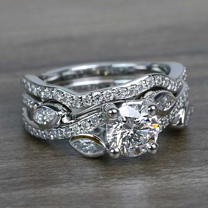 Twisted Vine Engagement Ring With Wedding Band angle 3