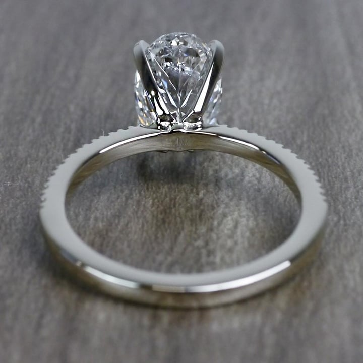 Oval Pave Diamond Ring In White Gold (2 Carat) - small angle 4