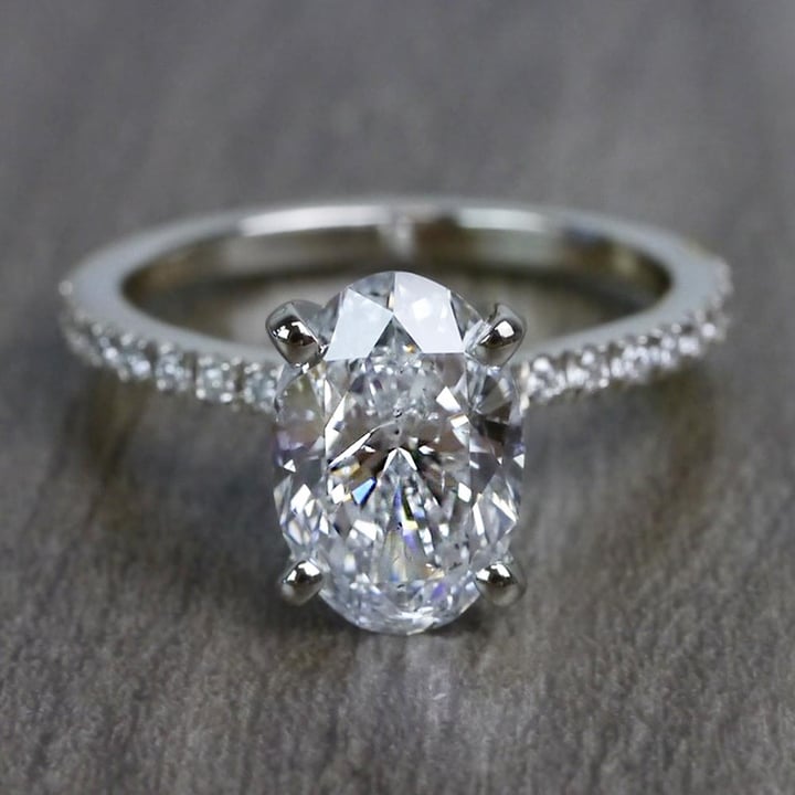 Oval Pave Diamond Ring In White Gold (2 Carat)