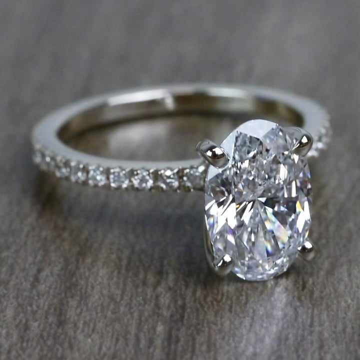 Oval Pave Diamond Ring In White Gold (2 Carat) angle 3
