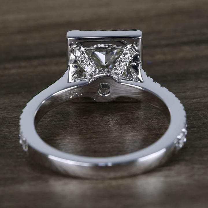 1.50 Carat Square Diamond Halo Engagement Ring In White Gold - small angle 4