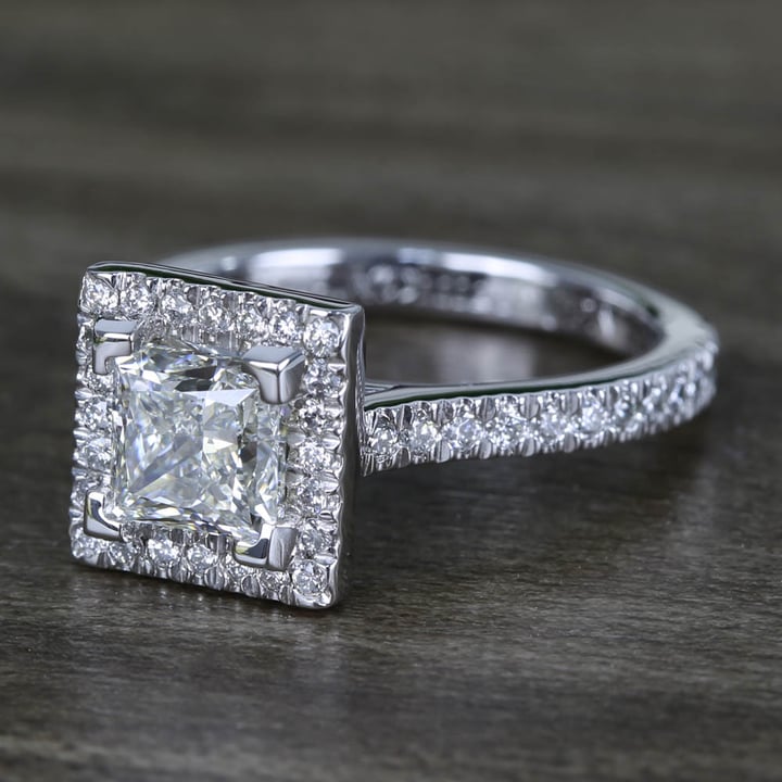 1.50 Carat Square Diamond Halo Engagement Ring In White Gold - small angle 2