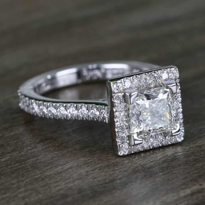1.50 Carat Square Diamond Halo Engagement Ring In White Gold - small angle 3