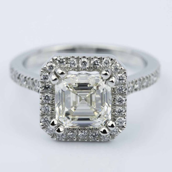 Petite Halo 2.51 Carat Asscher Diamond Engagement Ring - small