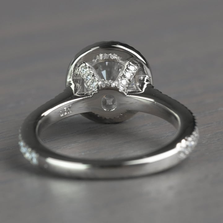 Petite Halo Round 0.82 Carat Diamond Engagement Ring - small angle 4