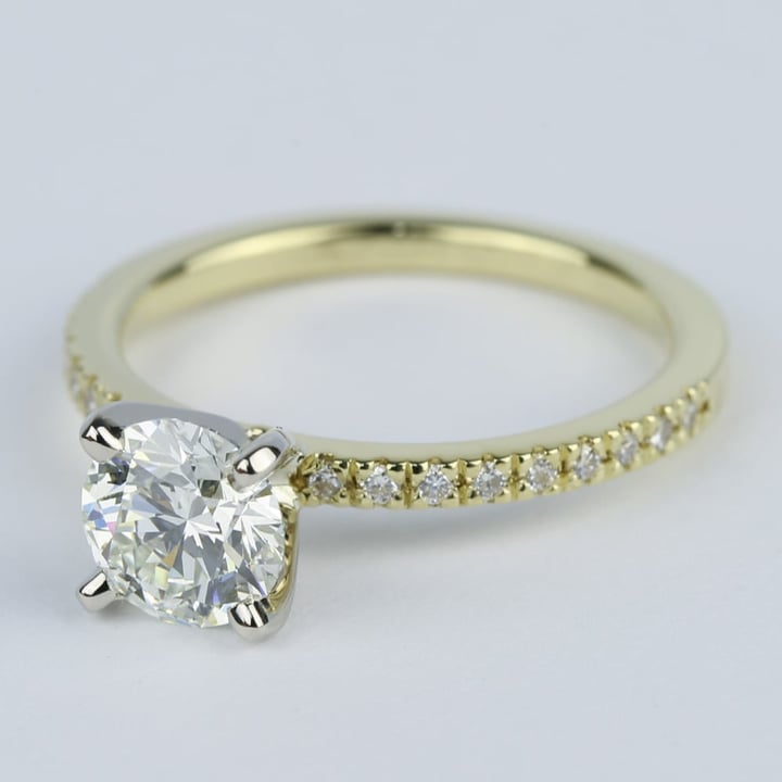 K Color Diamond Ring In Yellow Gold (1.12 Carat) - small angle 2