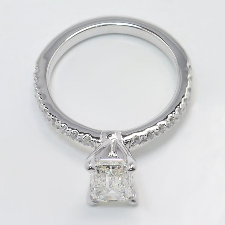 1.40 Carat Emerald Cut Pave Engagement Ring - small angle 4