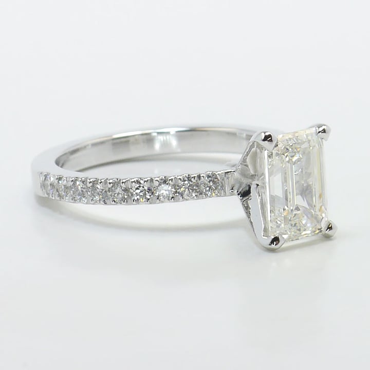 1.40 Carat Emerald Cut Pave Engagement Ring angle 3