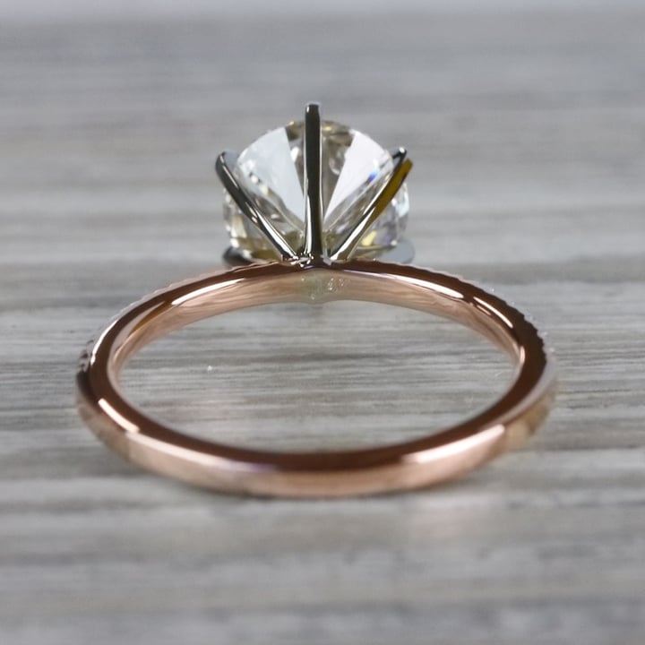 Petite Pave Round Cut Diamond Rose Gold Engagement Ring angle 4