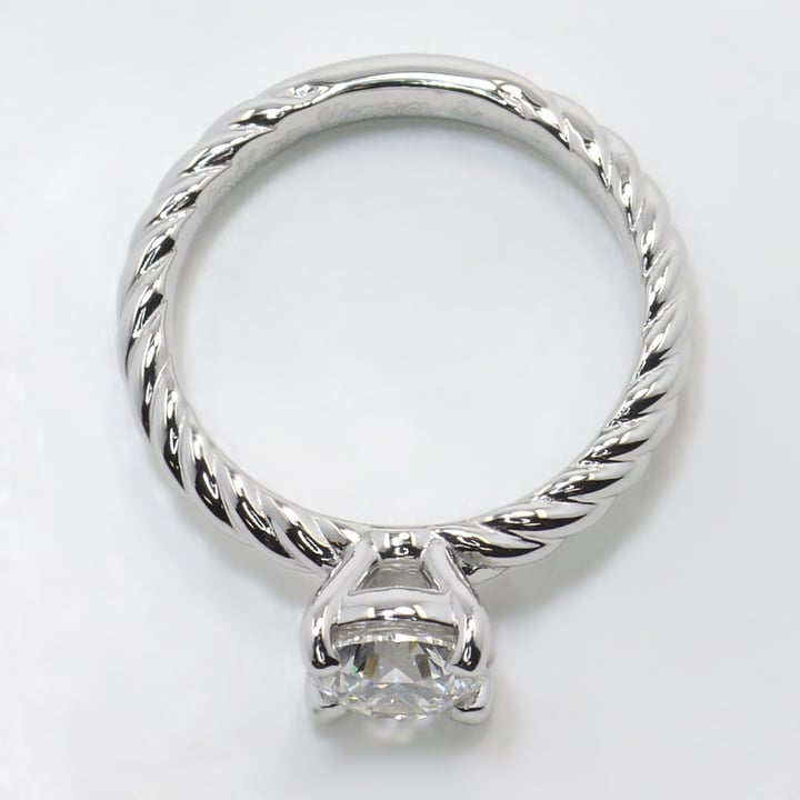 Round Diamond Twisted Band Engagement Ring - small angle 4