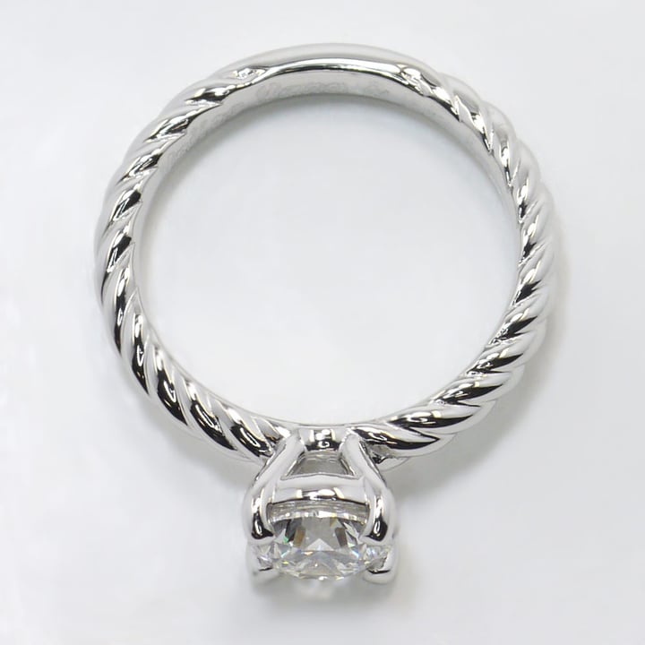 Round Diamond Twisted Band Engagement Ring